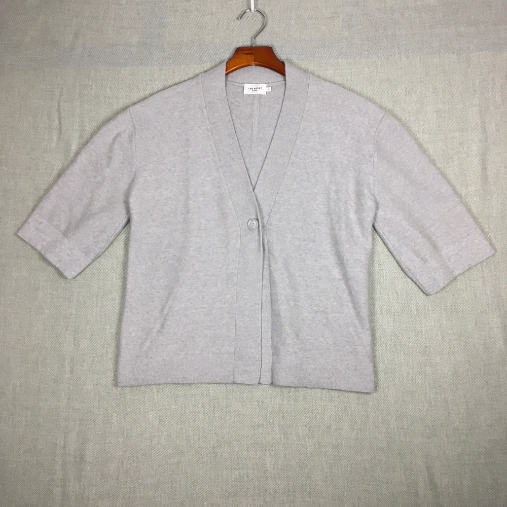 The Reset R Label Wool Women's Cardigan Sweater Short Sleeve‎ Size M Gray
